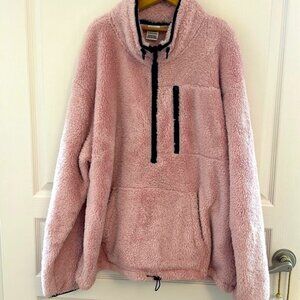 PINK fuzzy pink half zip